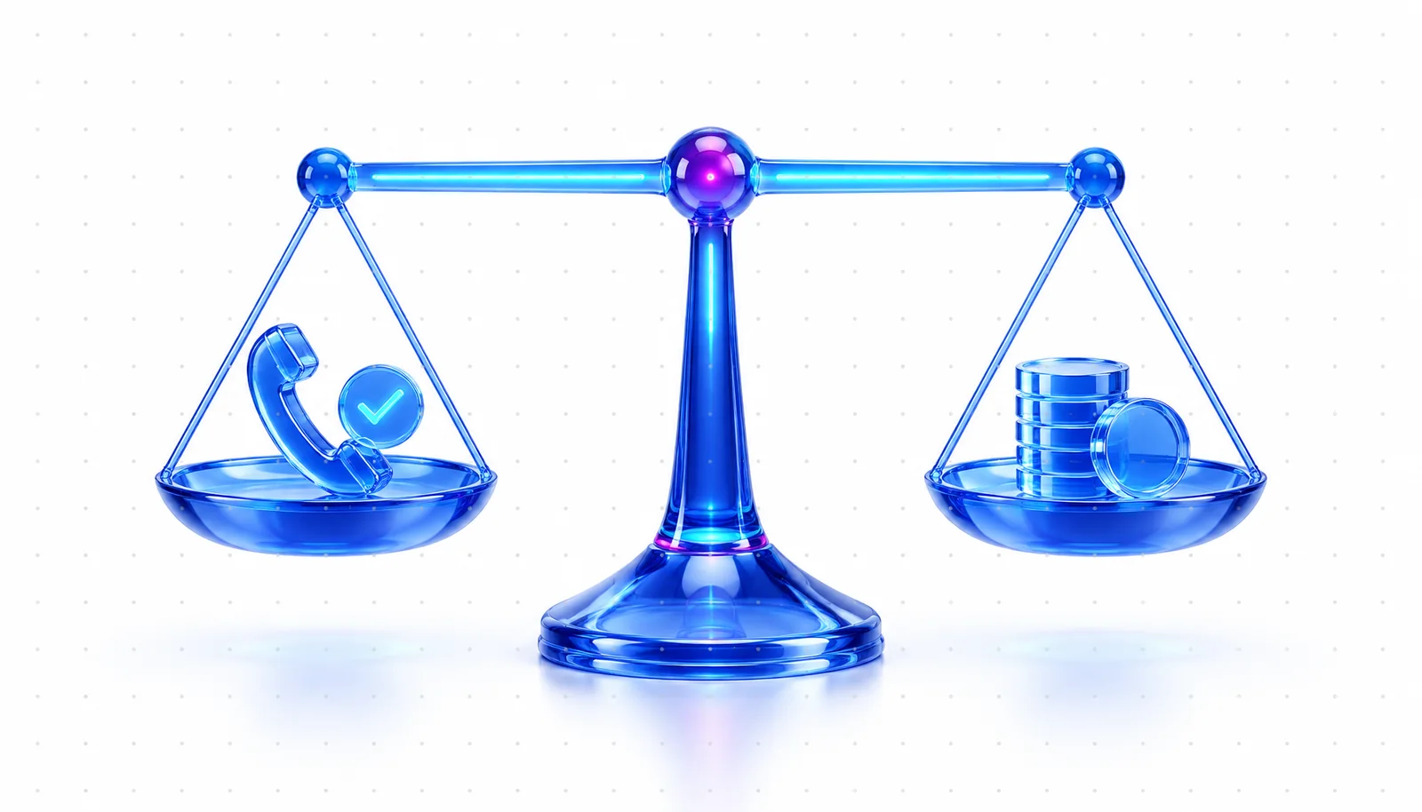 A level scale: accepted calls on one side, payment on the other — pay for outcomes